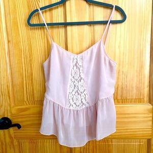 LEITH Baby Pink Lace Tank Top